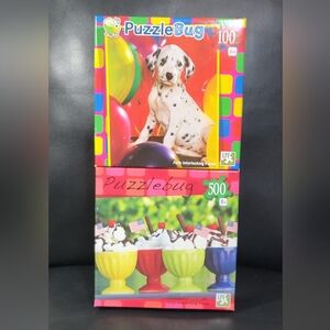 Lot Of Two (2) Puzzle Bugss Dalmatian 100 pieces & 500 pieces Sundae Ice Cream